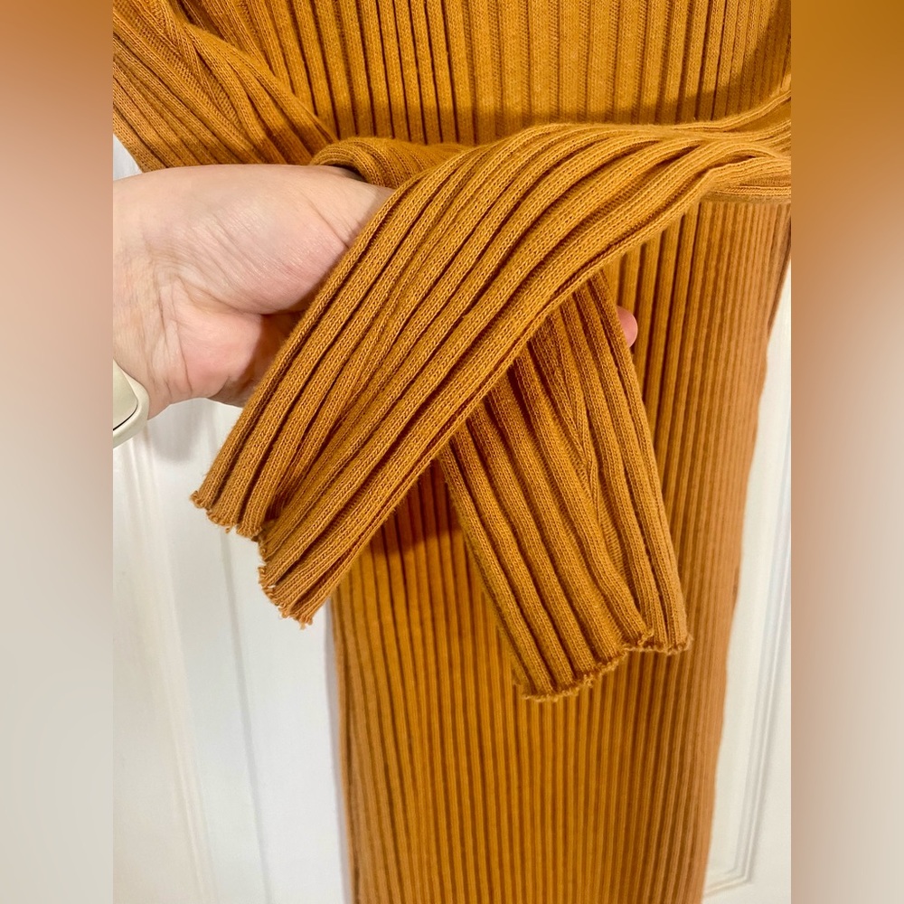 Free People Beach Dress Sz Large Bodycon  Ribbed Knit Long Sleeve Fall - Picture 7 of 12